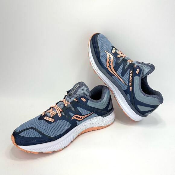 Saucony Guide ISO Everun Women Running Shoes Size 10 Blue/Peach/Gray Knit Comfy - Picture 1 of 16